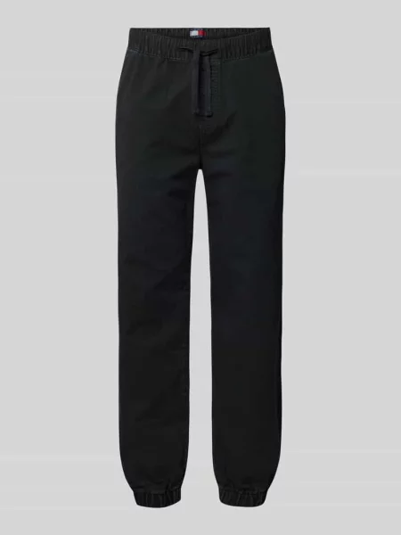 Jeansy o kroju straight fit z czystej bawełny Tommy Jeans czarne