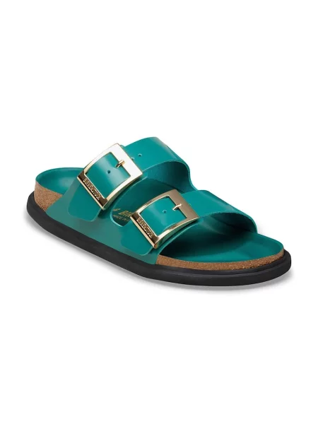 Birkenstock șlapi de piele Arizona turcoaz