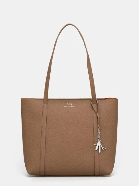 Geantă shopper Armani Exchange din piele maro