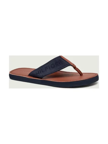 Jacquard papucs Tommy Hilfiger autogrammal kék