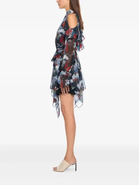 Rochie mini Off-white cu volane de costum alb