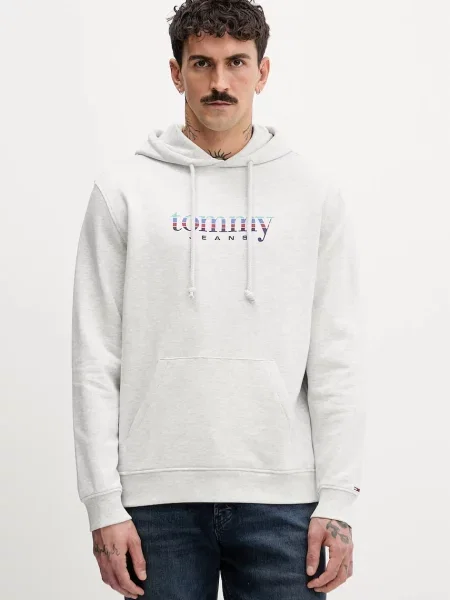 Tommy Jeans bluza z kapturem gładka szary