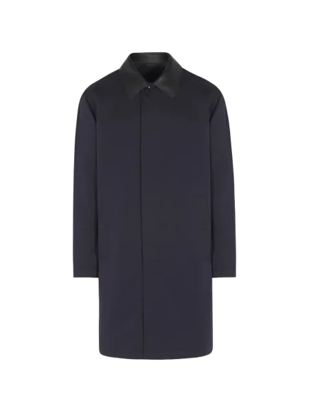 Gulerat palton Brioni din piele albastru