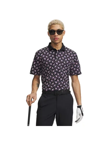 Polo majica Under Armour s potiskom črna