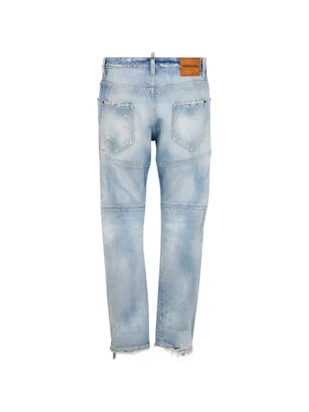 Džíny Dsquared2 s oděrkami modré