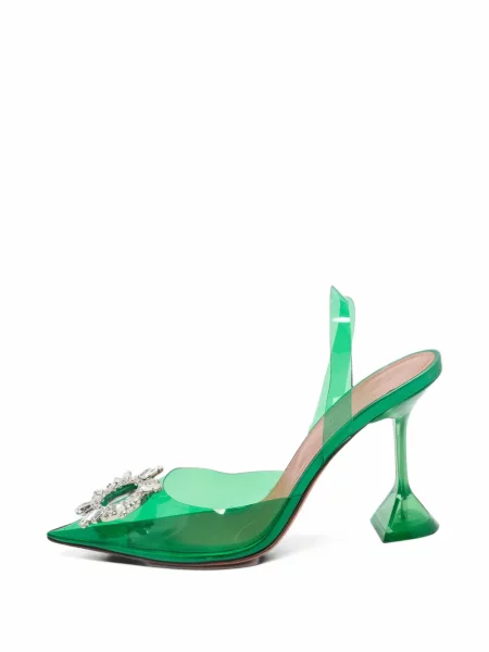 Pantofi cu toc Amina Muaddi slingback verde