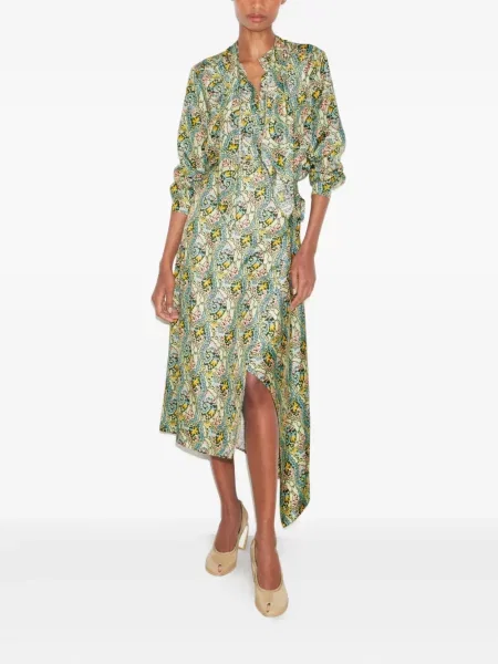 Bluză Tory Burch cu funde cu model paisley albastru