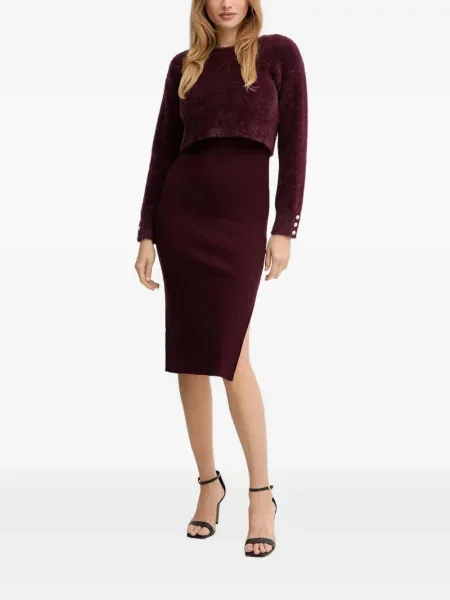 Rochie midi Morgan cu perle roșu