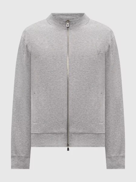 Меланжевая куртка Isaia с вышивкой серая