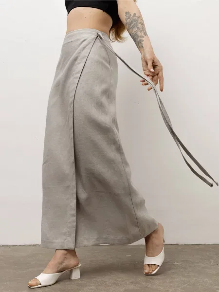HARVEST Montana Спідниця максі Льон/поліестер сірий