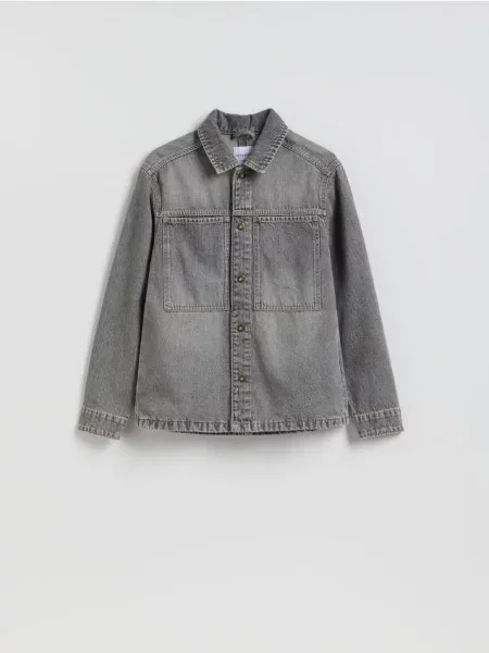 Reserved Cămașă comfort fit din denim deschis gri