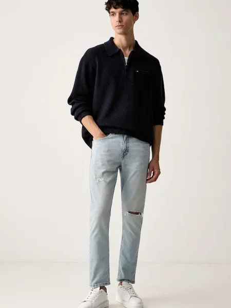 Levi's pulover pentru bărbați cu amestec de lână BOULDER COLLARED HALF ZIP
