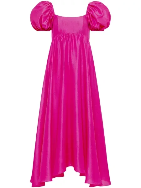 Rochie midi Azeeza de mătase până la genunchi de costum roz