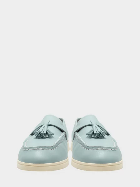 Кожаные лоферы Enzo Verratti голубые