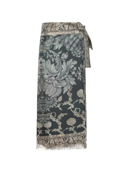 Fustă midi Pierre-louis Mascia cu model floral plic albastru