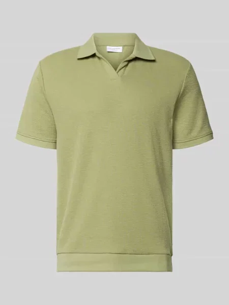 Koszulka polo o kroju comfort fit z dekoltem w serek Lindbergh zielone
