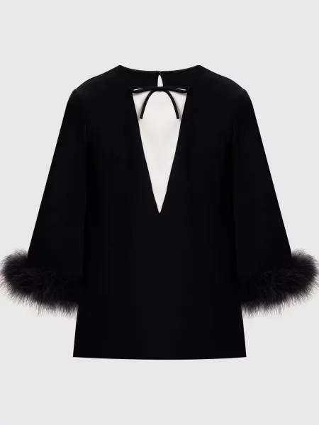Блуза із шовку з пір'ям Valentino чорна