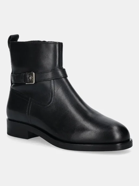Tommy Hilfiger Botine Th Buckle Riding Leather Bootie negru
