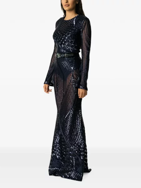 Rochie maxi Miau By Clara Rotescu cu paiete albastru