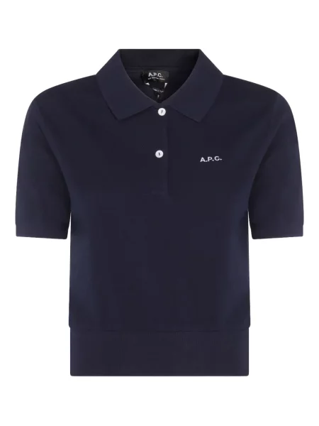 Tricou polo A.p.c. cu broderie albastru