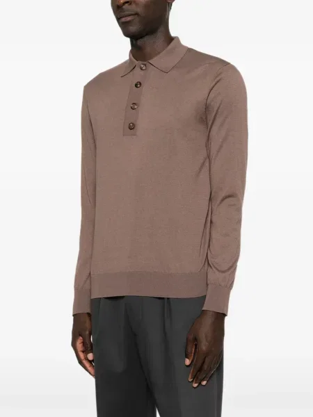 Lung tricou polo Eleventy maro