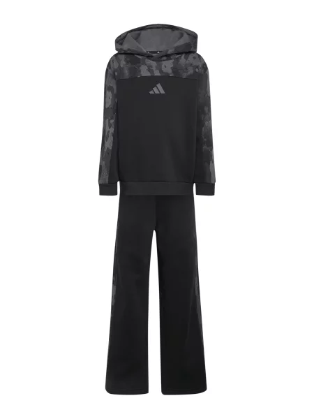 ADIDAS SPORTSWEAR Costum de trening Seasonal Essentials Hooded Fleece Jogger Set Little gri metalic / gri închis negru