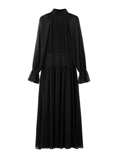 MANGO Obleka POLKY črna bela