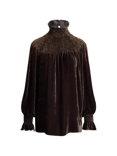 Bluză Ralph Lauren Collection de catifea maro