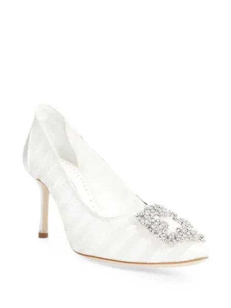 Pantofi cu toc Manolo Blahnik cu cataramă alb