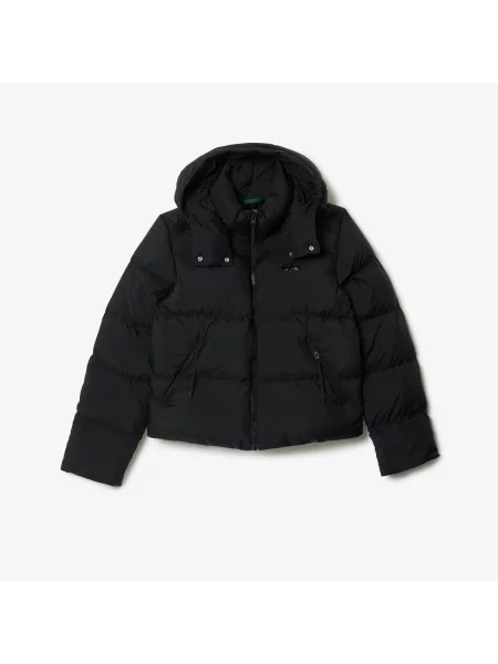 Lacoste Kurtka Puchowa Z Logo I Kapturem czarna