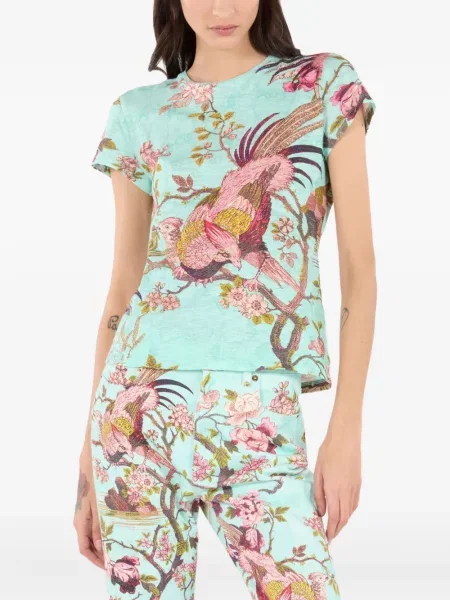Scurt tricou Roberto Cavalli cu imagine albastru