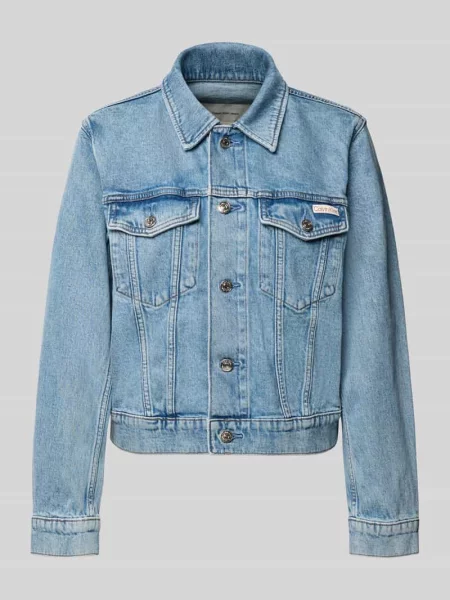 Kurtka jeansowa o kroju regular fit z na piersi model Panama' Calvin Klein Jeans niebieska
