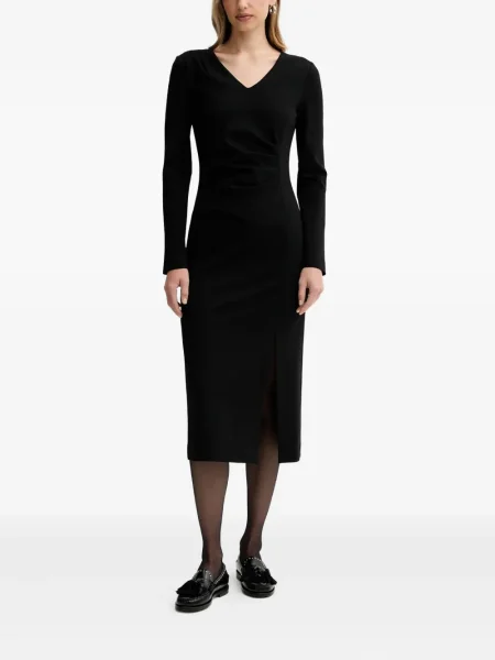 Sukienka midi Liviana Conti z dekoltem w serek do kolan z rozcieciem czarna