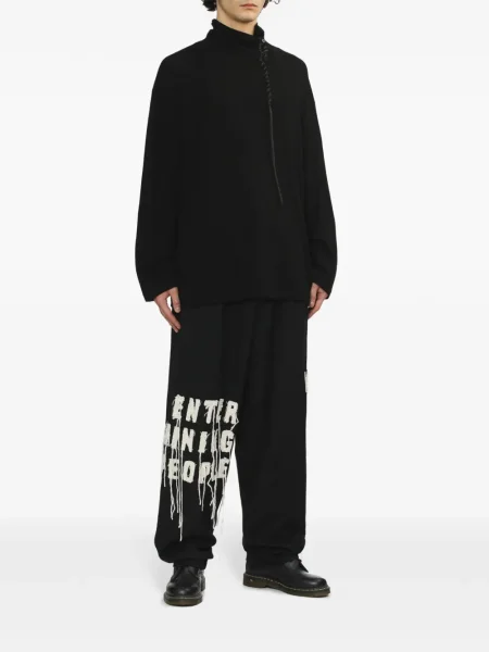 Pantaloni Yohji Yamamoto cu broderie negru