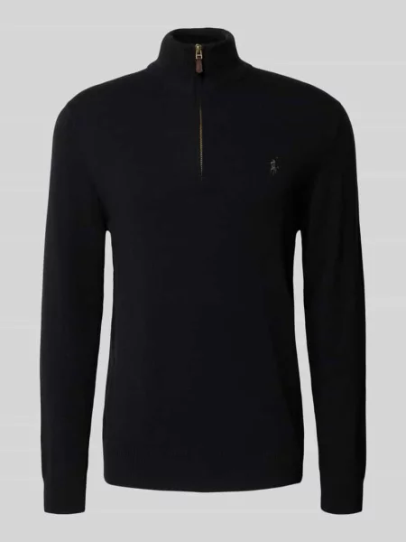 Sweter z dzianiny z prążkowanymi wykończeniami Polo Ralph Lauren czarny