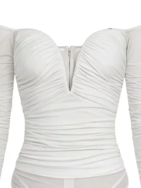 Body Elisabetta Franchi drapat alb