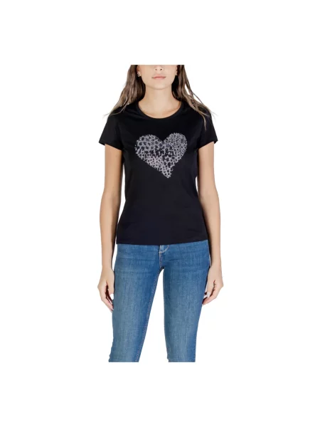 T-shirt zdobiony kamieniami czarna