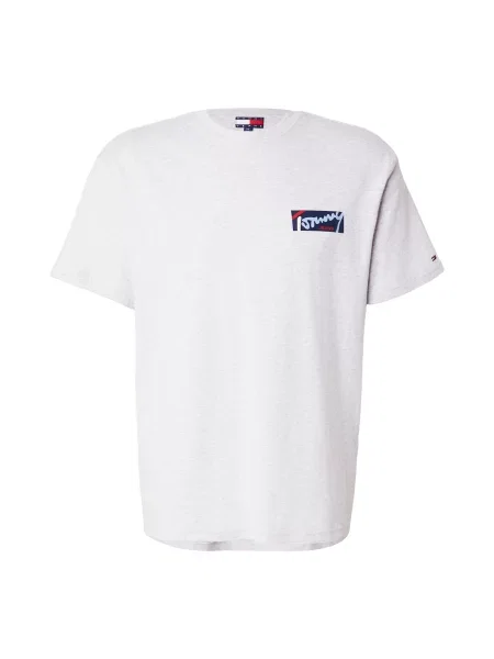 Tommy Jeans Tricou bleumarin / albastru deschis / gri amestecat alb