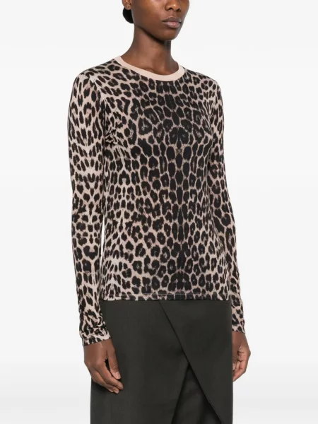 Lung tricou Baserange cu imagine cu model leopard