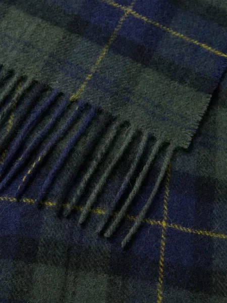 Barbour szalik wełniany wzorzysty zielony