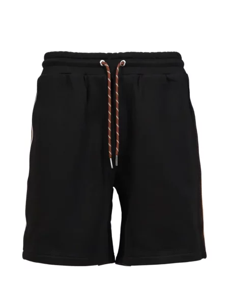 Pantaloni scurți Moncler cu dungi cu autograf negru