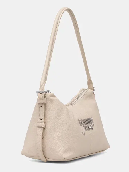 Tommy Jeans Torbica Metal Logo Shoulder Bag Bijela bež