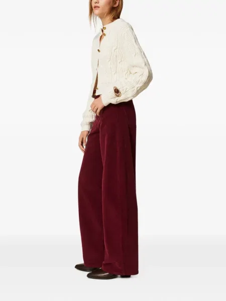 Pantaloni Twinset de catifea cord roșu