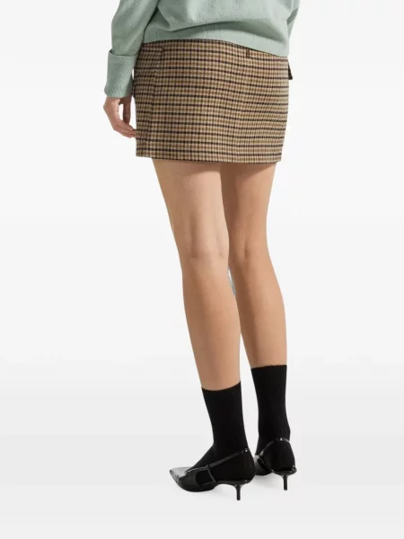 Fusta mini Seventy în carouri maro