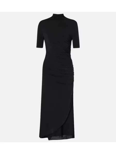 Rochie midi Alaïa drapată până la genunchi de costum negru