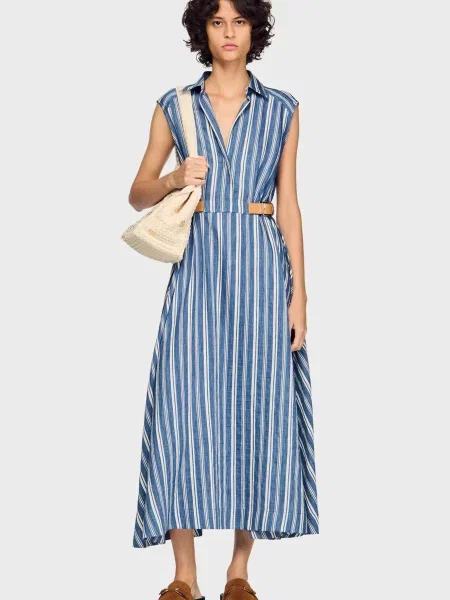 Сукня у смужку Sandro біла