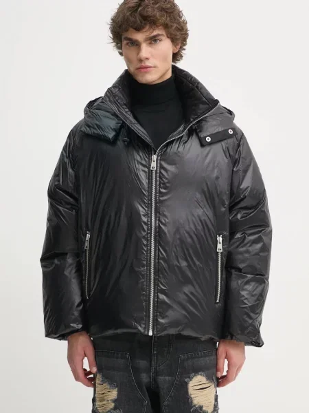 Пухено яке Études Studio зимен модел с уголемена кройка черно