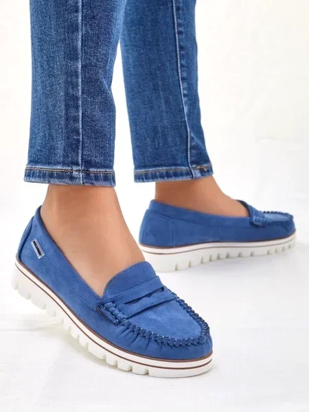 Велурени мокасини Resti бяло