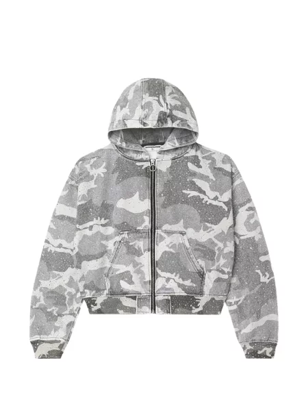 Hanorac cu glugă Vale cu imagine cu model camuflaj gri