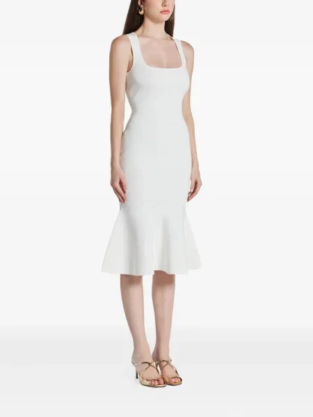 Rochie midi Hervé Léger până la genunchi de costum alb